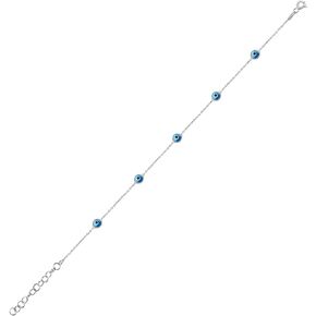 925 Sterling Silver Evil Eye Bracelet | Rhodium Plated Adjustable Chain | Delicate Blue Glass Charm Jewelry for Women | Lucky Gift Protection Bracelet in Saudi Arabia