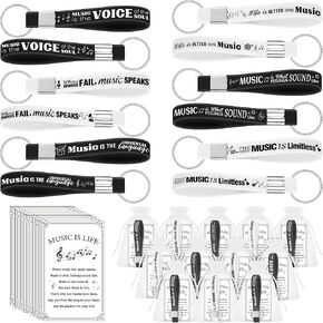 Tondiamo 48 Set Music Gifts Bulk Include Music Silicone Keychains with Themed Card and Organza Bag Rubber Keychain with Inspirational Quote and Musical Instruments Notes for Band Choir Xmas Gifts in Kuwait