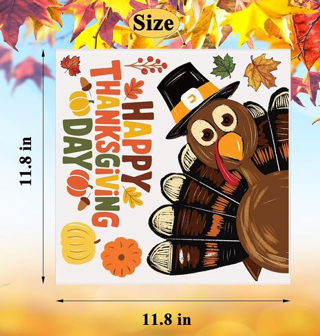 Thanksgiving Window Decorations Fall Decor Turkey Window Clings Stickers, Holiday Turkey Clings for Glass Windows for Thanksgiving Party Home Decor in Saudi Arabia