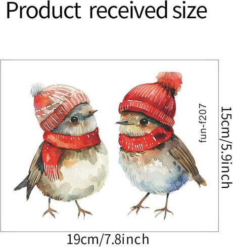 Christmas Bird Clings - Knit Hat & Scarf Birds with Fuzzy Tails | Static Window Stickers for Home Holiday Decor (Warm Pair)​ in Saudi Arabia