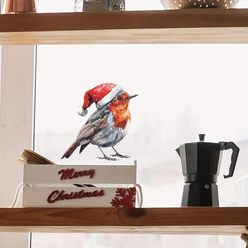 Christmas Bird Clings - Knit Hat & Scarf Birds with Fuzzy Tails | Static Window Stickers for Home Holiday Decor (Warm Pair)​ in Saudi Arabia
