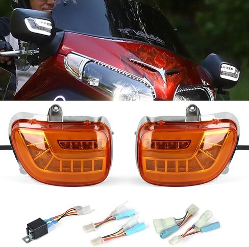 مصباح إشارة الانعطاف للدراجات النارية لـ GOLDWING GL1800 F6B 2013-2016 GL1800 ABS 2001-2012 إشارات الانعطاف الأمامية الجديدة LED اتجاه تدفق الضوء لملحقات Goldwing (شفاف) in Kuwait