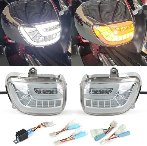 مصباح إشارة الانعطاف للدراجات النارية لـ GOLDWING GL1800 F6B 2013-2016 GL1800 ABS 2001-2012 إشارات الانعطاف الأمامية الجديدة LED اتجاه تدفق الضوء لملحقات Goldwing (شفاف) in Kuwait