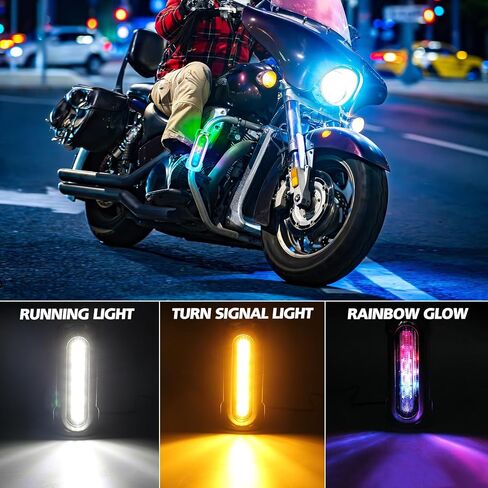 Motorcycle Highway Lights,Dream Color Crash Bar Lights Switchback Driving Light Compatible with Harley Road King (GY-WY-RGB-S) in Kuwait