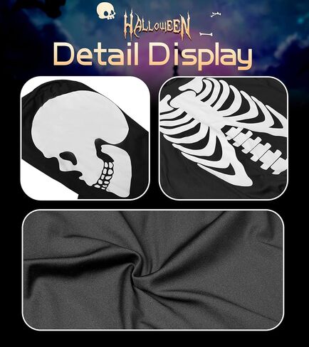 طقم بدلة رياضية للأولاد والبنات للهالوين بهيكل عظمي وسروال بقلنسوة يتوهج في الظلام من 5 إلى 12 سنة in Kuwait