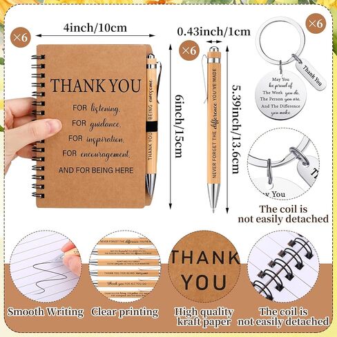 6 Set Employee Appreciation Gifts Bulk Housekeeping Week Gifts, Positive Doll Crochet with Card Inspirational Journals with Retractable Bamboo Pens Thank You Keychains for Staff(Sunflower) in Saudi Arabia