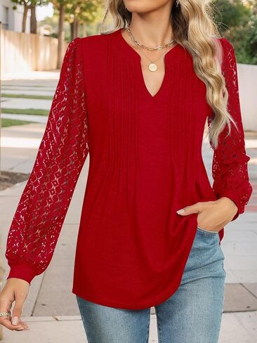 Womens V Neck Shirt Puff Short Sleeve Pleated T Shirts Fashion Summer Tops Casual Tunic Blouse in Saudi Arabia