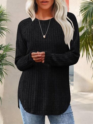 Women’s Long Sleeve Shirts Casual Crew Neck Tunic Tops Loose Fit Dressy Casual 2024 in Saudi Arabia