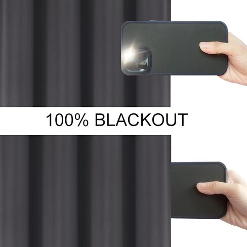 LEMOMO 100% Blackout Curtains 52 x 84 Inch/Dark Grey Curtains Set of 2 Panels Thermal Insulated Room Darkening Bedroom Curtains in Saudi Arabia