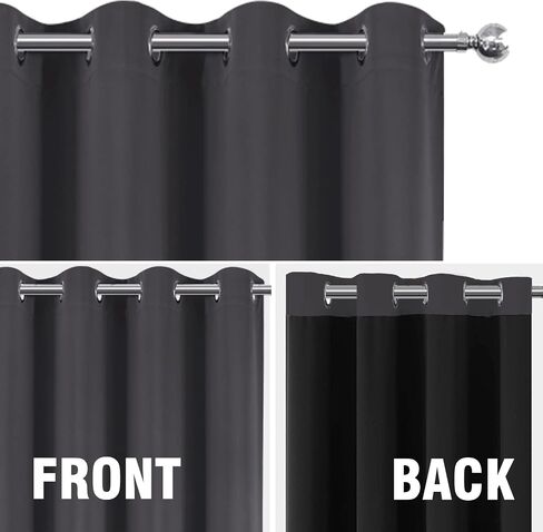 LEMOMO 100% Blackout Curtains 52 x 84 Inch/Dark Grey Curtains Set of 2 Panels Thermal Insulated Room Darkening Bedroom Curtains in Saudi Arabia