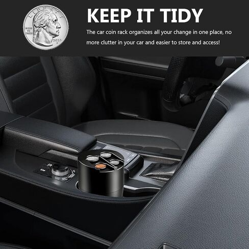 Coin Holder for Car, Large Capacity Change Organizer Coin Sorter for Cup Holder, Universal Portable Money Dispenser Sorts Pennies Nickels Dimes & Quarters for Most Vehicles in Saudi Arabia