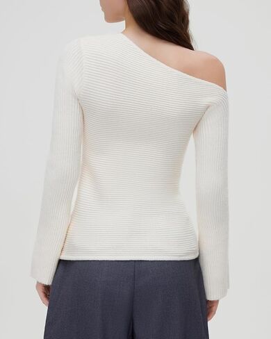OMKAGI Off The Shoulder Fall Sweaters for Women Trendy Slim Fit Ribbed Knit Long Sleeve Top in Saudi Arabia