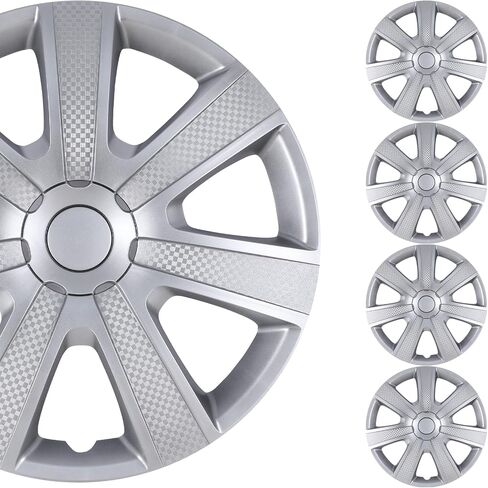 15 Inch Hubcaps Wheel Covers for Cars Universal Hubcaps 15" Wheel Rim Cover Replacement Snap On Hubcaps for Toyota Camry Corolla Style Automotive (Set of 4, Black & Red Lacquer, 15in) in Saudi Arabia