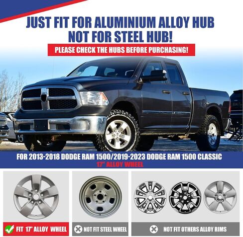 Nixon Offroad 17 Inch Alloy Wheel Wheel Skins 4 Pieces-Matte Black for 2013-2018 Dodge Ram 1500&2019-2023 Dodge Ram 1500 Classic, Snap-On Installation,Alloy Look Hubcaps with Reattachable Center Cap in Saudi Arabia