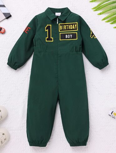 IWEMEK Baby Boy Race Car Driver Costume Girls 1st 2nd Birthday Outfit Cake Smash Kids Racer Jumpsuit Racing Romper Halloween in Saudi Arabia