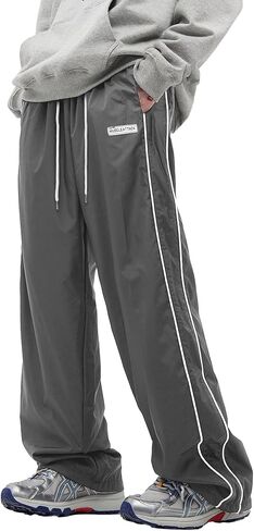 WZIKAI Men's Baggy Sweatpants Elastic Waist Drawstring Track Pants Y2K Casual Streetwear Parachute Pants with Pockets in Kuwait