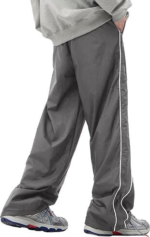 WZIKAI Men's Baggy Sweatpants Elastic Waist Drawstring Track Pants Y2K Casual Streetwear Parachute Pants with Pockets in Kuwait
