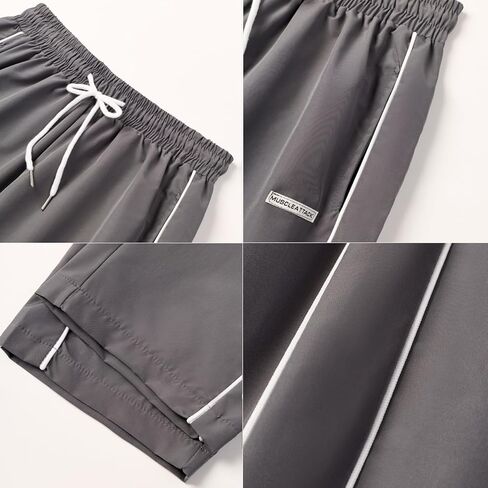 WZIKAI Men's Baggy Sweatpants Elastic Waist Drawstring Track Pants Y2K Casual Streetwear Parachute Pants with Pockets in Kuwait