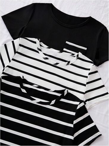 OYOANGLE Women's 3 Pack Lounge Set Striped Short Sleeve Top and Shorts Pajama Sets Sleepwear Loungewear in Saudi Arabia