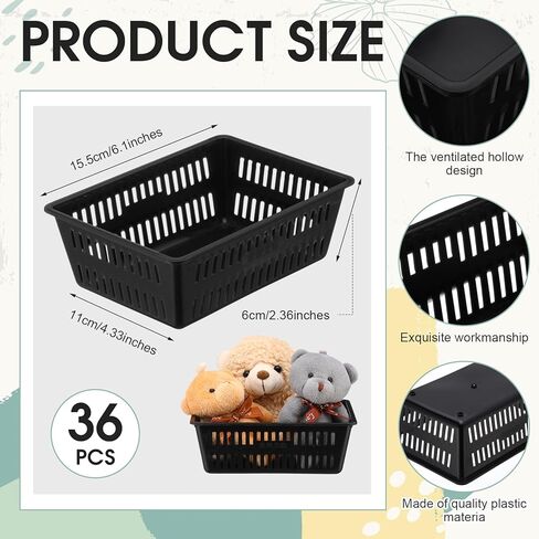 36 Pack Classroom Storage Baskets Small Plastic Baskets for Organizing Crayon Pencil Container Colorful Storage Trays Bin Holder for Paper Shelf Drawer School Desk Home Office 6.1"L x 4.3"W x 2.36"H in Kuwait