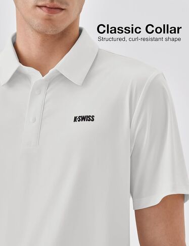 قميص بولو كلاسيكي للرجال من K-Swiss، بياقة غير قابلة للانكماش للرجال، قميص كاجوال بأكمام قصيرة للجولف والتنس in Kuwait