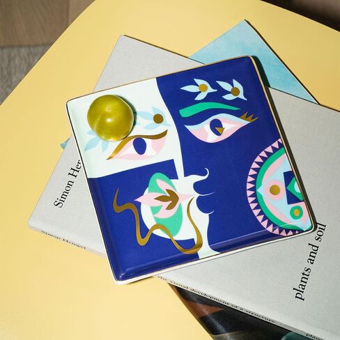 Ceramic Tray | Roman-Inspired Decorative Trinket Dish with Hand-Applied Gold Glaze | High-Fired Ceramic Catchall for Entryway & Coffee Table | Luxurious Gift Box Included (Bazaar) in Saudi Arabia