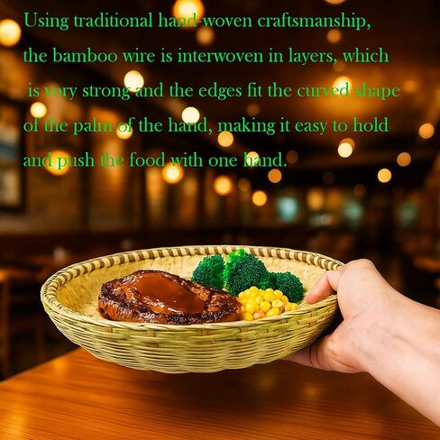 Bamboo Tray，Food Flatware trays，Bamboo and Rattan Fruit and Vegetable Basket with Flat Bottom,For Table, Kitchen,Outdoor Gathering and Dining Room Service or Decoration 2 Piece Set 餐厅服务托盘 in Saudi Arabia