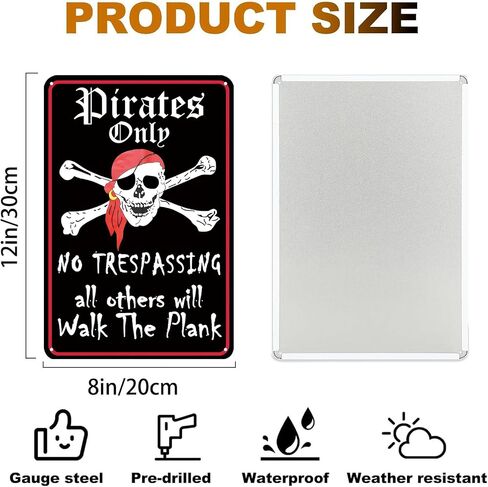 Pirate Theme Signs Decor 12"x8" Metal Tin Sign - Pirates Only All Others Will Walk The Plank in Saudi Arabia