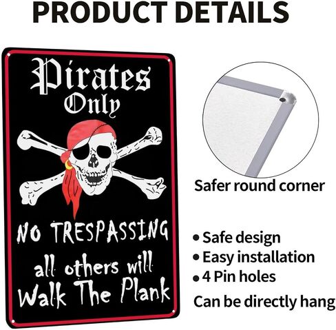 Pirate Theme Signs Decor 12"x8" Metal Tin Sign - Pirates Only All Others Will Walk The Plank in Saudi Arabia