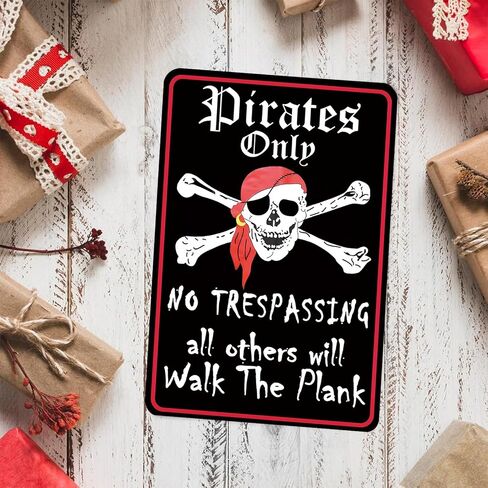 Pirate Theme Signs Decor 12"x8" Metal Tin Sign - Pirates Only All Others Will Walk The Plank in Saudi Arabia