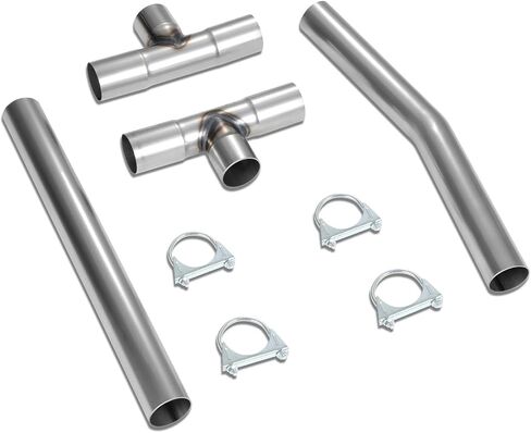 DNA MOTORING 4pcs 2.5 Inches Mild Steel DIY Custom Exhaust Tubing Mandrel Bend Pipe Straight Connecting Pipe Kit, Universal Fit, ZTL-25RAW-H in Saudi Arabia