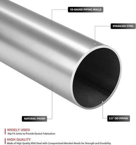 DNA MOTORING 4pcs 2.5 Inches Mild Steel DIY Custom Exhaust Tubing Mandrel Bend Pipe Straight Connecting Pipe Kit, Universal Fit, ZTL-25RAW-H in Saudi Arabia