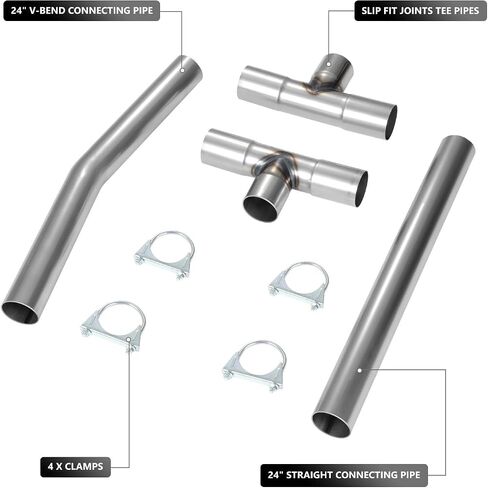 DNA MOTORING 4pcs 2.5 Inches Mild Steel DIY Custom Exhaust Tubing Mandrel Bend Pipe Straight Connecting Pipe Kit, Universal Fit, ZTL-25RAW-H in Saudi Arabia