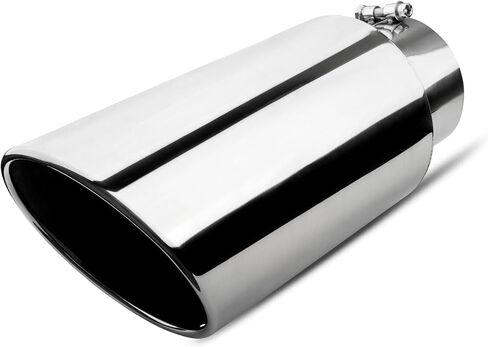 5 inch Inlet Exhaust Tip, 7" Outlet 15" Overall Length Stainless Steel Exhaust Tail Pipe, Bolt-On, Rolled Edge, Slant Sleek Angle Cut, Polished Tailpipe, Silvery in Saudi Arabia