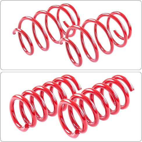 AJP Distributors 1.0" Front & Rear Suspension Drop Height Coil Performance Sport Lowering Springs Kit Red Compatible/Replacement For Mustang S550 V6 Ecoboost GT V8 2015 2016 2017 2018 2019 2020 2021 in Saudi Arabia