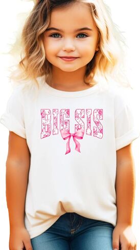 Pink Floral Big Sis Shirt for Toddlers, Girls & Teens Older Sister Coquette Bow T-Shirt in Saudi Arabia