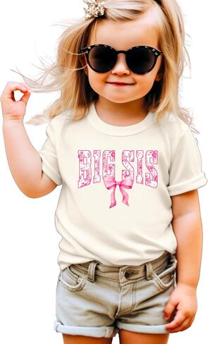 Pink Floral Big Sis Shirt for Toddlers, Girls & Teens Older Sister Coquette Bow T-Shirt in Saudi Arabia