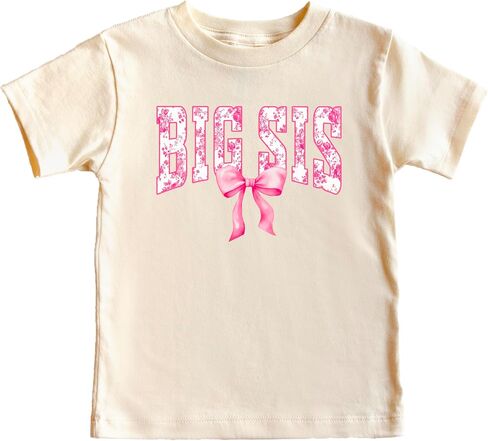 Pink Floral Big Sis Shirt for Toddlers, Girls & Teens Older Sister Coquette Bow T-Shirt in Saudi Arabia