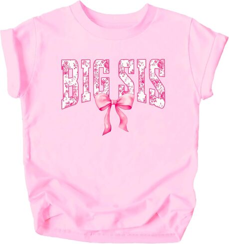 Pink Floral Big Sis Shirt for Toddlers, Girls & Teens Older Sister Coquette Bow T-Shirt in Saudi Arabia