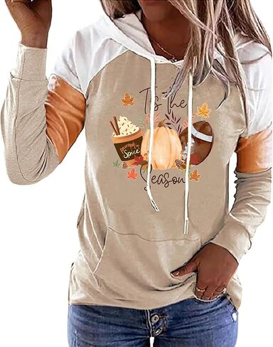 Tis The Season Hoodie Women Thanksgiving Pumpkin Graphic Tees Football Game Day Shirts Fall Long Sleeve Pullover Tops in Kuwait