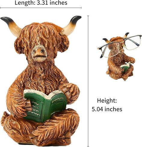 حامل نظارات حيوانات منحوت يدويًا من البوليريسين، حامل عرض نظارات شمسية لطيف، منضدة ديكور مكتب المنزل، هدية عمل لعطلة عيد الميلاد والعام الجديد للرجال والنساء البالغين (البقرة) in Kuwait