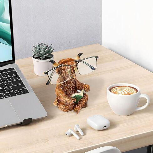 حامل نظارات حيوانات منحوت يدويًا من البوليريسين، حامل عرض نظارات شمسية لطيف، منضدة ديكور مكتب المنزل، هدية عمل لعطلة عيد الميلاد والعام الجديد للرجال والنساء البالغين (البقرة) in Kuwait