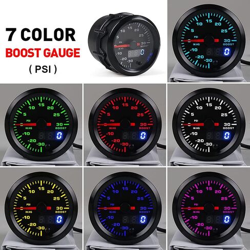 Turbo Boost Gauge, Auto Meter, 2in/52mm Universal 7 Colors Led Turbo Boost Meter Psi Pressure Gauge Digital Display Pointer in Saudi Arabia
