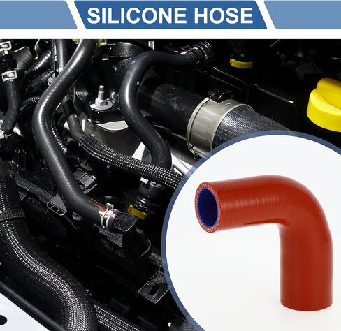 X AUTOHAUX 1 Set 28mm/1.1"-32mm/1.26" ID 90mm/3.54" Length 90° Red Blue Car Silicone Hose with Clamps Coolant Hose Universal in Saudi Arabia