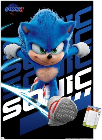 Trends International Sonic The Hedgehog 3 - Sonic Wall Poster, 22.37" x 34.00", Poster & Mount Bundle in Saudi Arabia