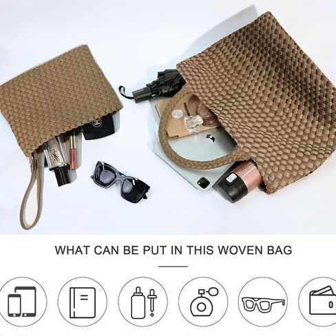 Large Woven Purse for Women, Neoprene Top-handle Shoulder Bag, Braided Handbags and Purses, Travel Hobo Tote Bags in Kuwait