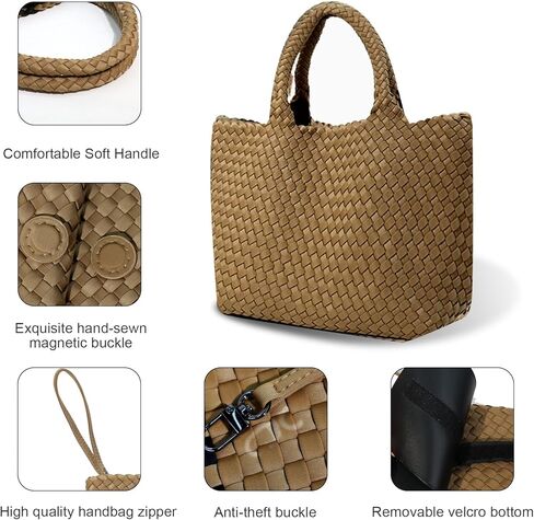 Large Woven Purse for Women, Neoprene Top-handle Shoulder Bag, Braided Handbags and Purses, Travel Hobo Tote Bags in Kuwait