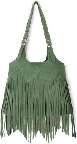 Emprier Fringe Shoulder Bags for Women Western Hobo Purses Vegan Faux Suede Leather Woven Tassel bag in Kuwait