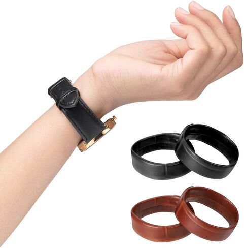 22mm Genuine Leather Watch Band Keepers 6 Pcs Watch Band Retainer Rings for 22mm Watch-Strap (Brown, Black) in Saudi Arabia