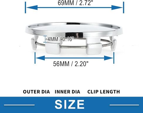 4pcs Universal Wheel Center Hub Cap Durable 69mm 2.72" Outside Diameter Vehicle Hub Covers Car Plastic Chrome Silver Tone in Saudi Arabia
